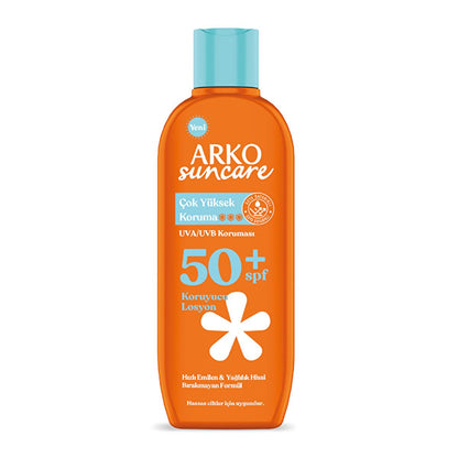 Arko SunCare SPF 50+ sunscreen orange bottle blue cap Beauty Care Bag on Tampa Home & Garden Store