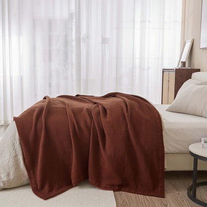 Organic Cotton And Waffle Weave Throw Blanket