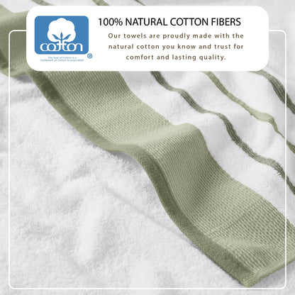 Soft Cotton Bath Towel Set and Stripe Detail