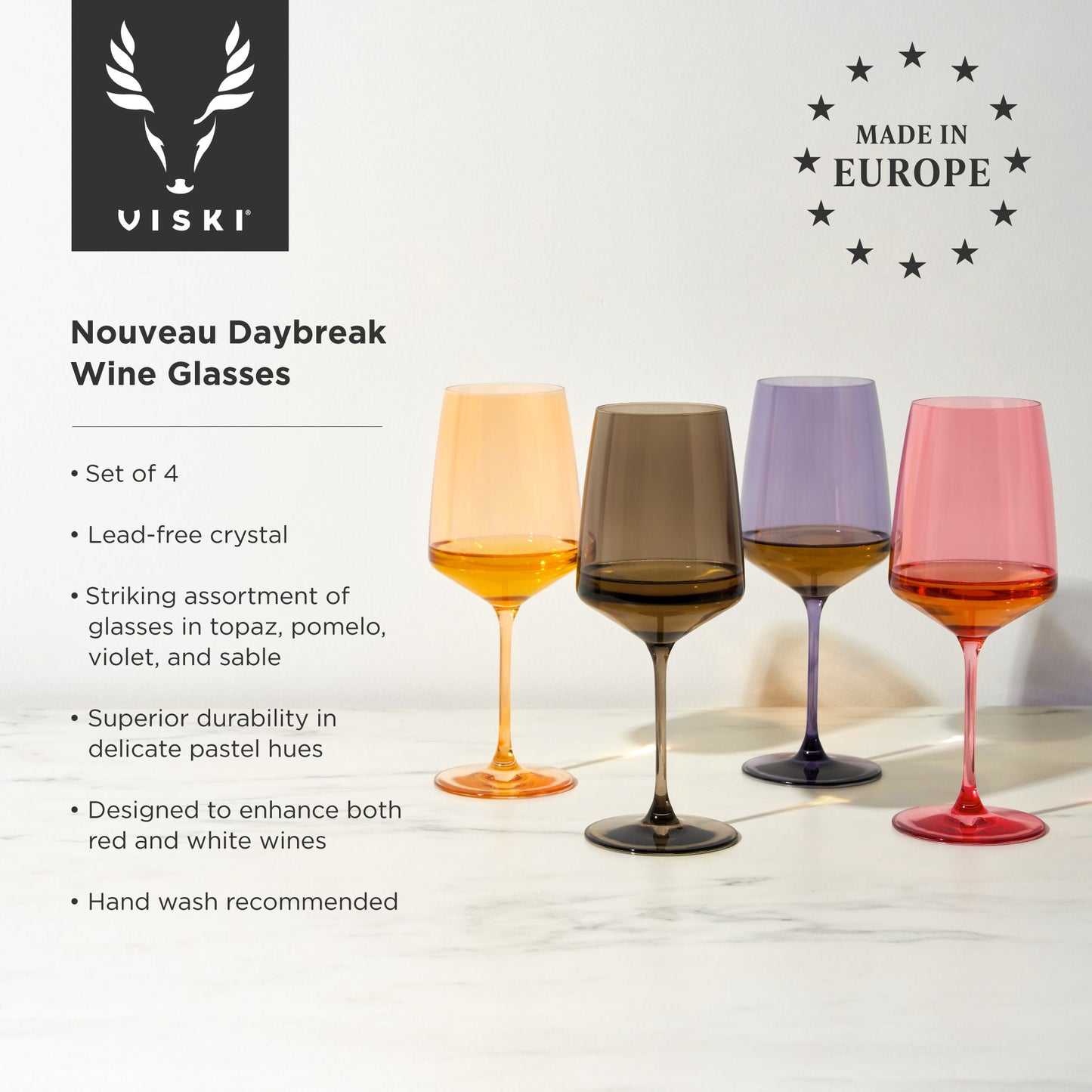 Reserve Nouveau Crystal Wine Glasses Set Of Four