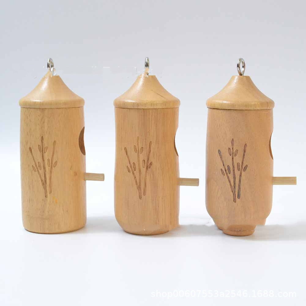 Hummingbird hanging nest house trio in natural wood with side openings and perches on Tampa Home & Garden Store