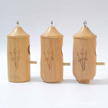 Hummingbird hanging nest house trio in natural wood with side openings and perches on Tampa Home & Garden Store
