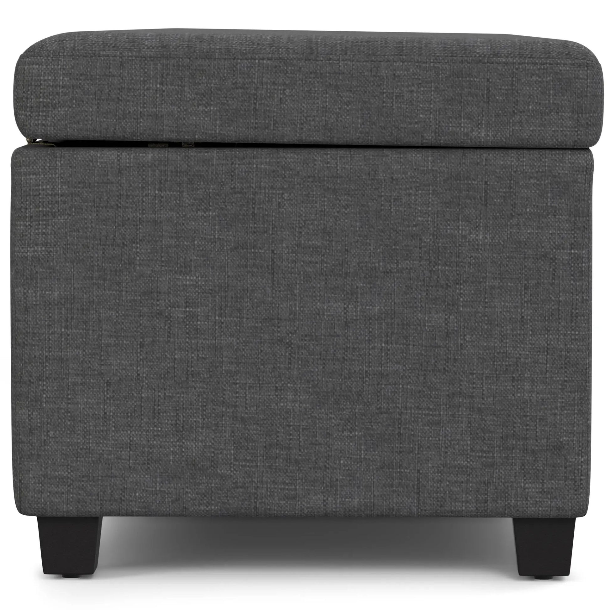 Avalon storage ottoman bench in gray fabric with hidden storage on Tampa Home & Garden Store