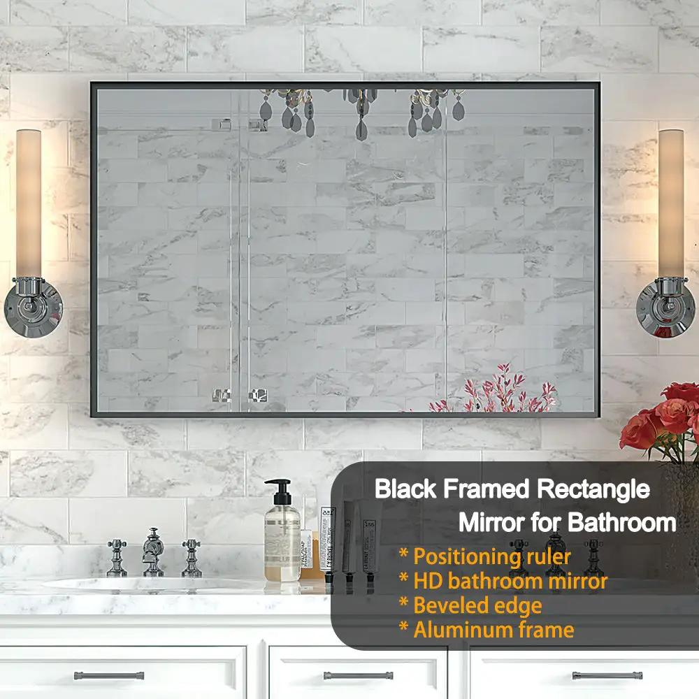 Rectangular Bathroom Mirror with Metal Frame