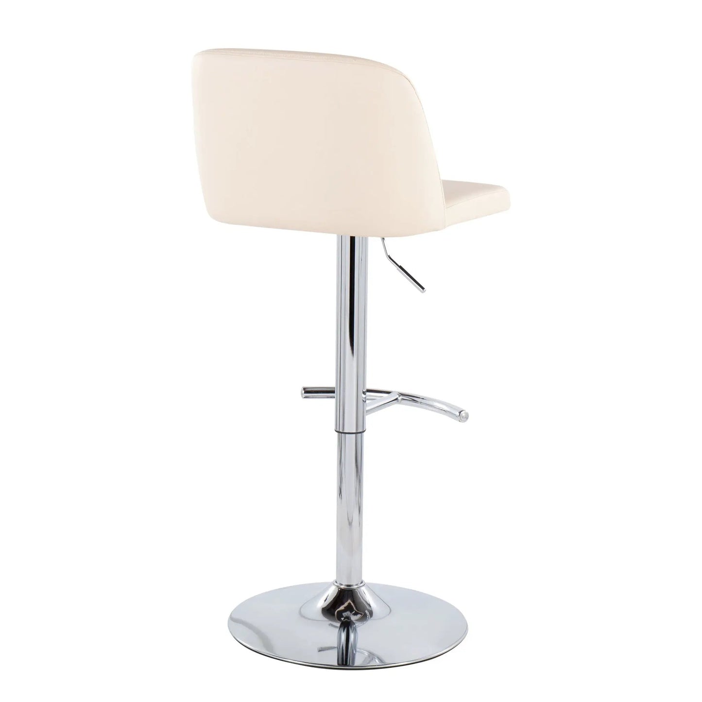 Toriano contemporary adjustable barstool set of 2 with cream seat, swivel, T footrest on Tampa Home & Garden Store