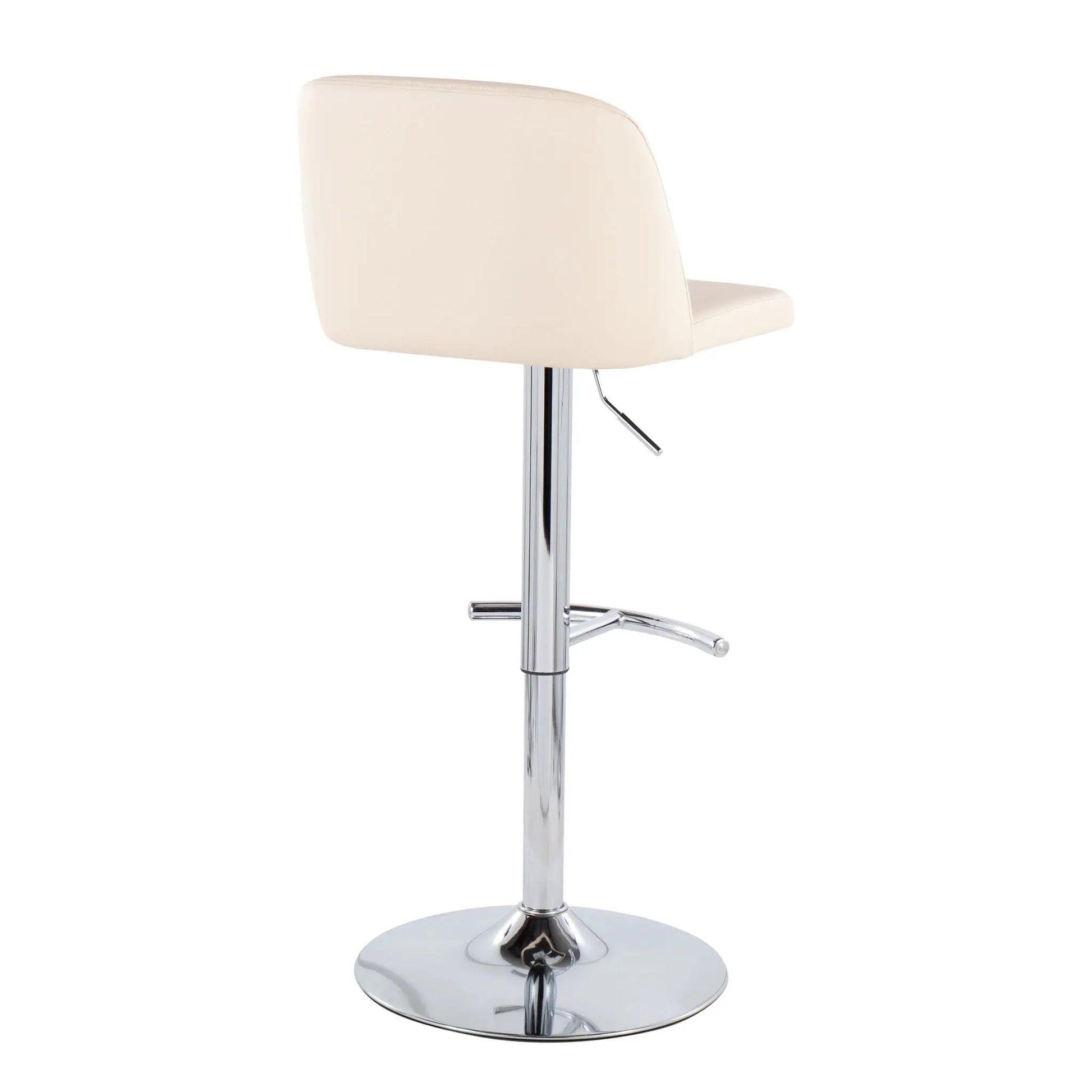 Toriano contemporary adjustable barstool set of 2 with cream seat, swivel, T footrest on Tampa Home & Garden Store