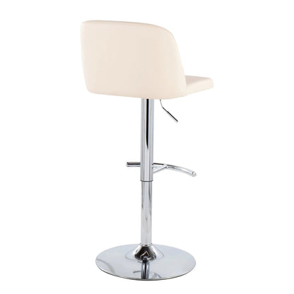 Toriano contemporary adjustable barstool set of 2 with cream seat, swivel, T footrest on Tampa Home & Garden Store