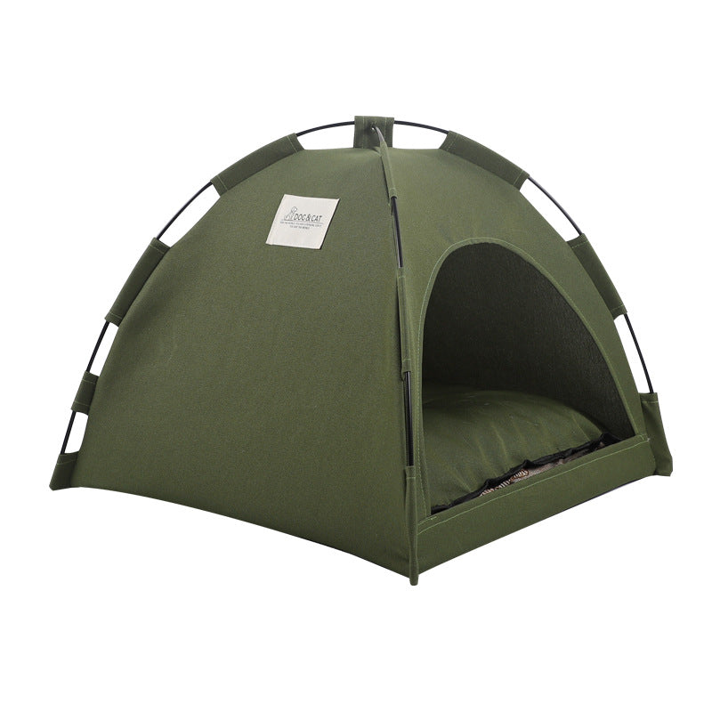 Olive green cat tent dog house bed with cushion indoor kennel dome shelter on Tampa Home & Garden Store