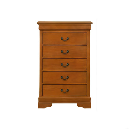 Louis Phillipe accent chest in warm honey oak with crown molding and black metal bail handles on Tampa Home & Garden Store