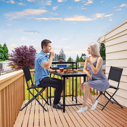 Black Folding Patio Bistro Set and Sling Chairs
