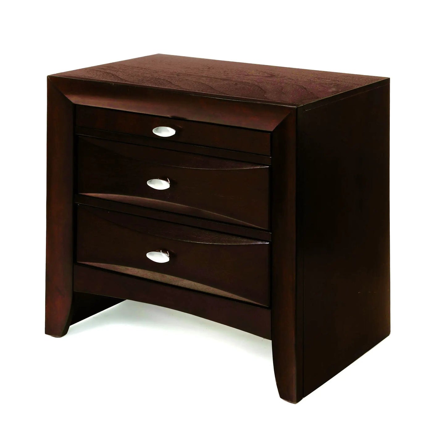 Ireland Elegant Design Nightstand dark wood with drawers silver pulls Unique Piece Furniture on Tampa Home & Garden Store