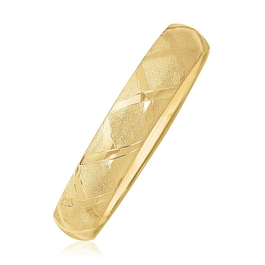 Bracelet 10k yellow gold dual-textured diamond-pattern bangle by Bids.com on Tampa Home & Garden Store