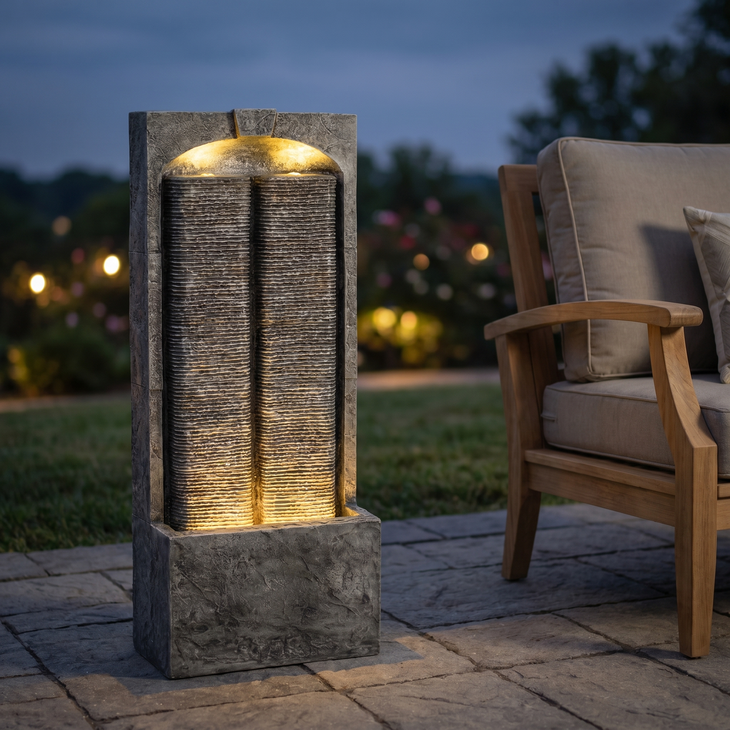 Cascading Led Outdoor Water Fountain For a Patio