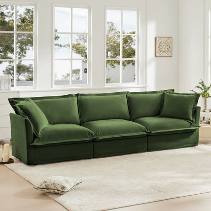 Modern Slipcovered Chenille And Comfortable Sofa