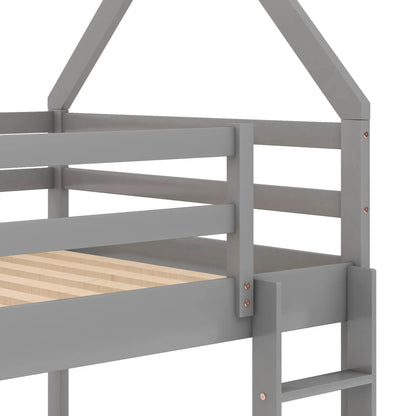 Low Bunk Bed with House Frame and Ladder