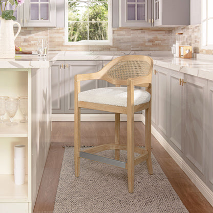 Mid-Century Cane-Back Counter Stool by HouseOfZazla, woven cane back and cushioned seat on Tampa Home & Garden Store