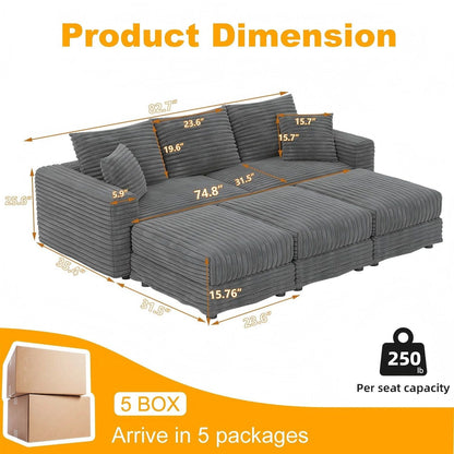 Convertible Sofa With Deep Seat and Pillows