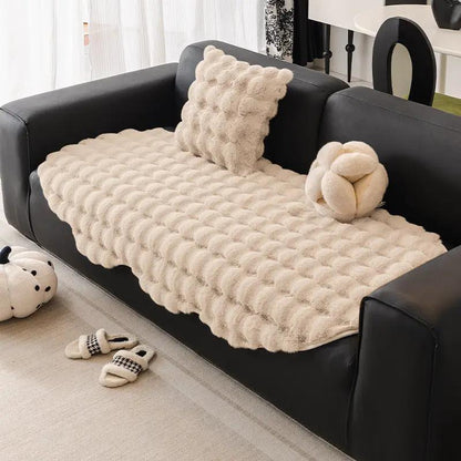 Autumn Winter Thickening Irregular Sofa Cushion cream plush on black sofa FLIPSTYLEZLLC on Tampa Home & Garden Store
