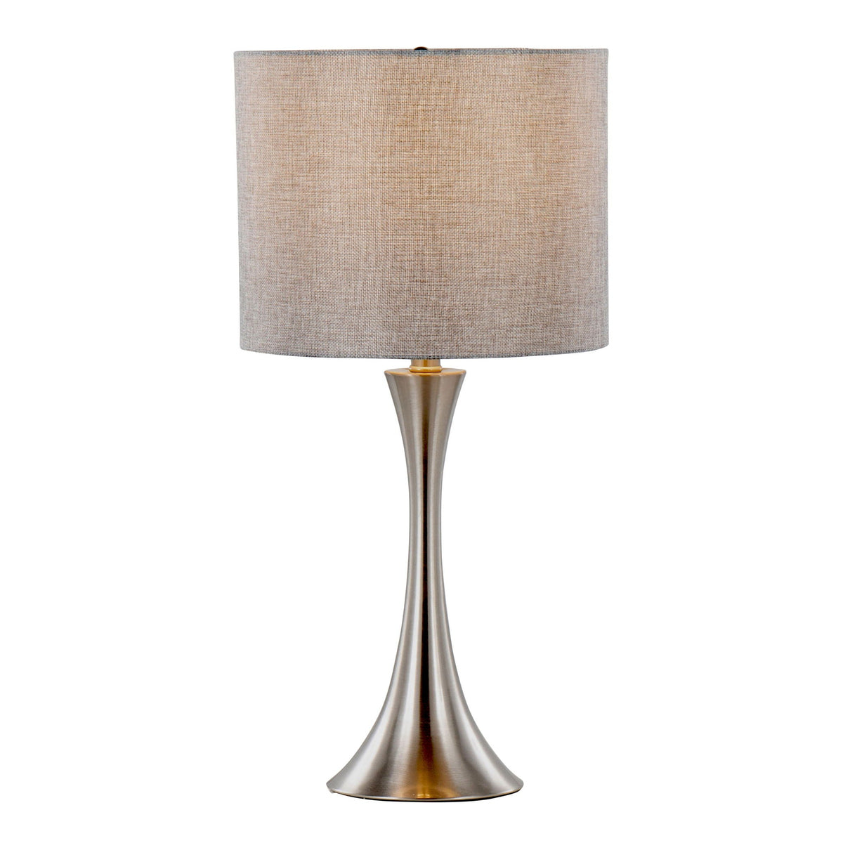 Lenuxe Contemporary Semi-Gloss Table Lamp Set of 2 beige shade nickel base HouseOfZazla on Tampa Home & Garden Store