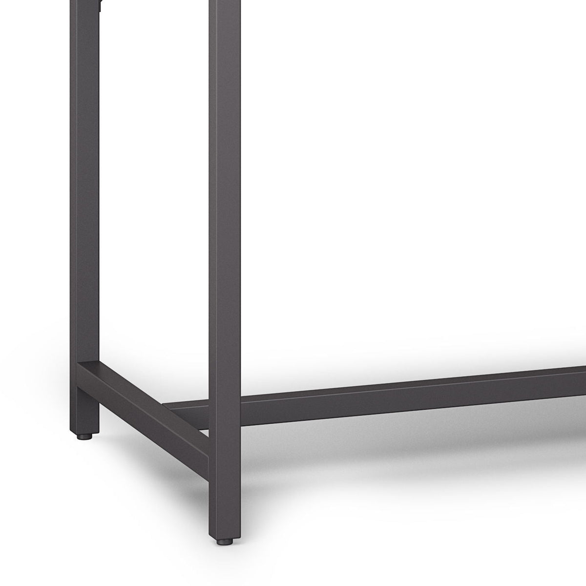 HouseOfZazla mid century wide writing desk with three drawers, dark gray metal frame on Tampa Home & Garden Store
