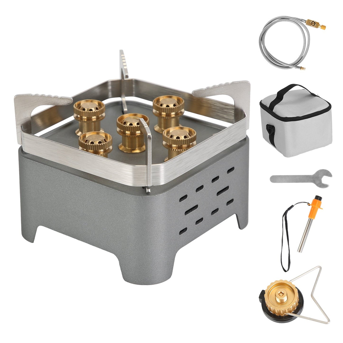 GemGear 12000W portable camping stove with brass burners windproof, includes carry bag and igniter on Tampa Home & Garden Store