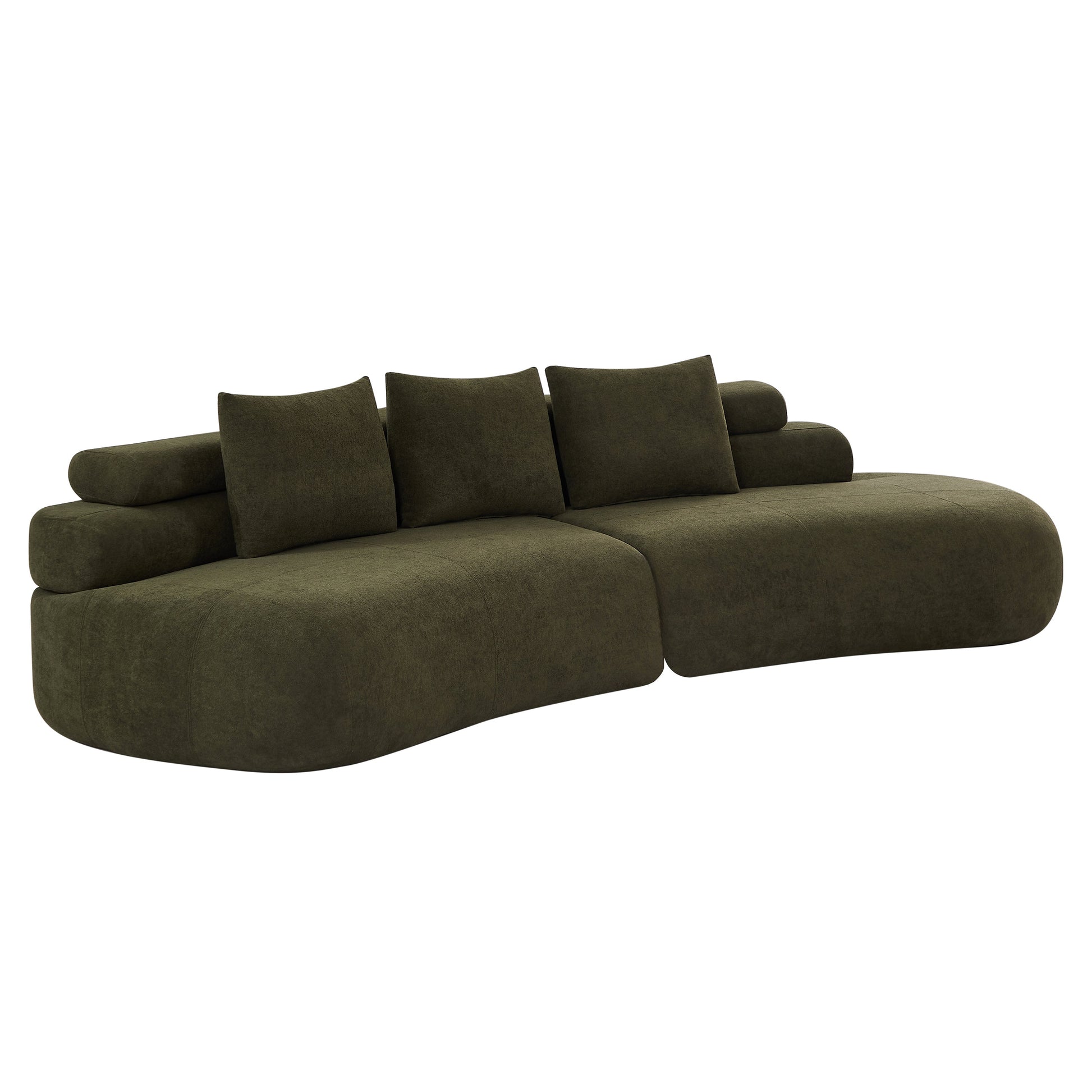 122-inch curved olive green sectional sofa with multiple back cushions HouseOfZazla on Tampa Home & Garden Store