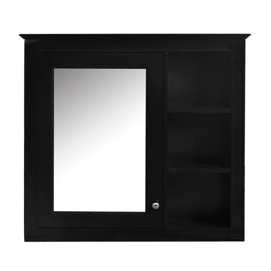 Modern wall-mounted medicine cabinet with mirror in black wood finish, left mirrored door by Unique Piece Furniture on Tampa Home & Garden Store