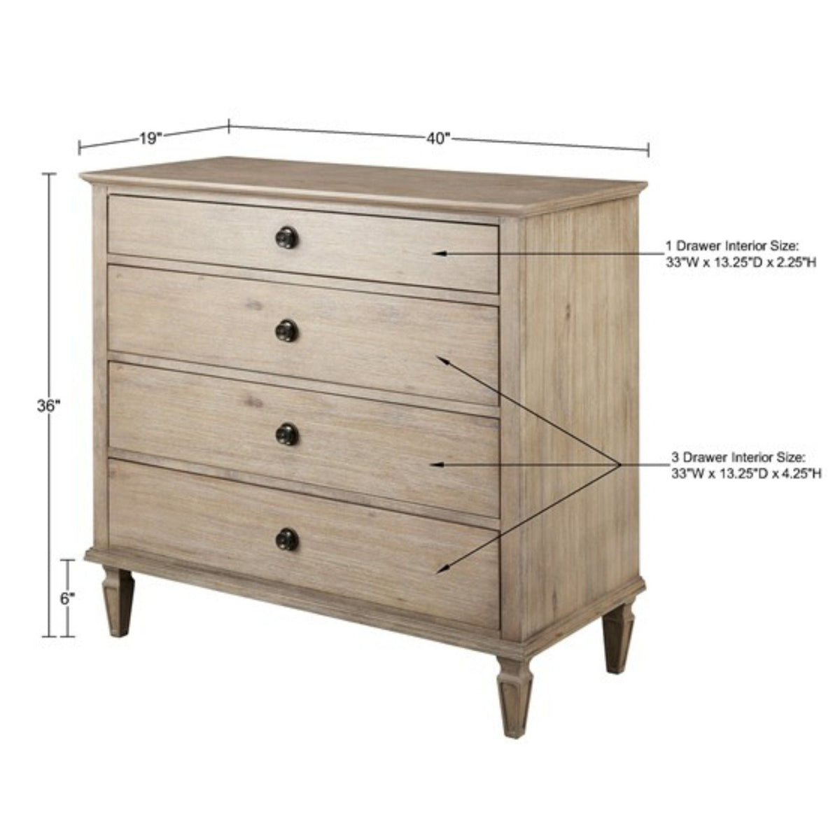 French Inspired Dresser by HouseOfZazla, natural wire-brushed finish with velvet-lined drawer on Tampa Home & Garden Store