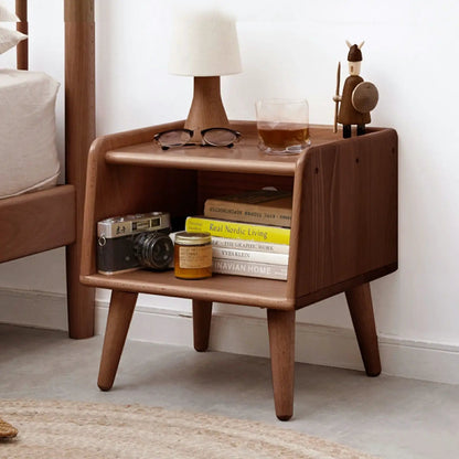 Bedside cabinet by Unique Piece Furniture in beech; lamp, glasses and books on shelf on Tampa Home & Garden Store