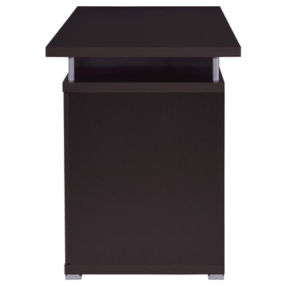 Rochelle 2-Drawer Office Desk by HouseOfZazla in dark espresso wood with silver metal legs on Tampa Home & Garden Store