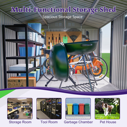 10x8 Outdoor Steel Shed with Door and Lock
