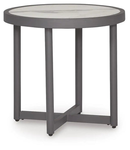 Ocean Beach Round Table in Gray Marble Look