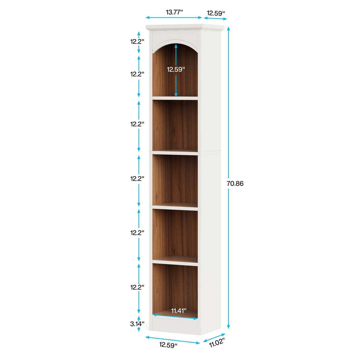 5 Tier Library Bookcase White waterproof melamine with wood interior back panel by HouseOfZazla on Tampa Home & Garden Store