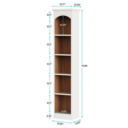5 Tier Library Bookcase White waterproof melamine with wood interior back panel by HouseOfZazla on Tampa Home & Garden Store