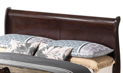 Louis Phillipe panel sleigh bed in dark wood finish with curved posts HouseOfZazla Sleigh Beds on Tampa Home & Garden Store