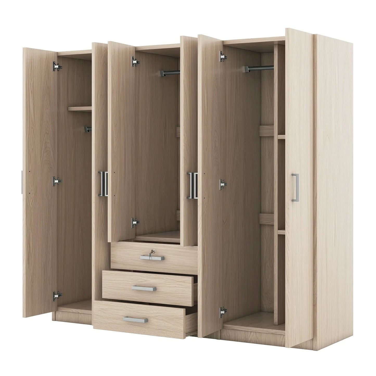 6 Doors Wardrobe Storage for Bedroom with Drawers