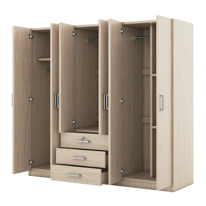 6 Doors Wardrobe Storage for Bedroom with Drawers