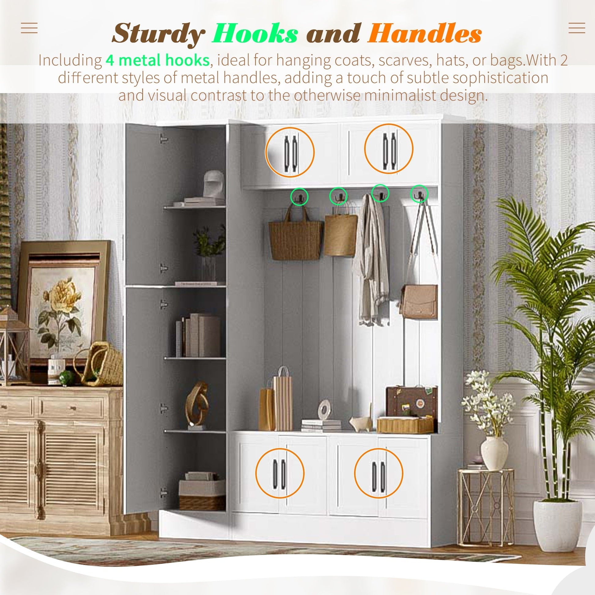Tall hall tree with shoe storage and 4-in-1 entry bench, gray finish, by HouseOfZazla on Tampa Home & Garden Store