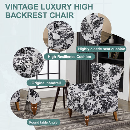 Coffee Table & Armchair Set with 4 black-and-white toile accent chairs by HouseOfZazla on Tampa Home & Garden Store