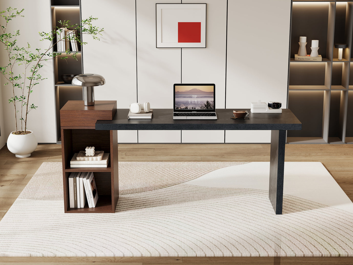 Modern and two tone black walnut side table