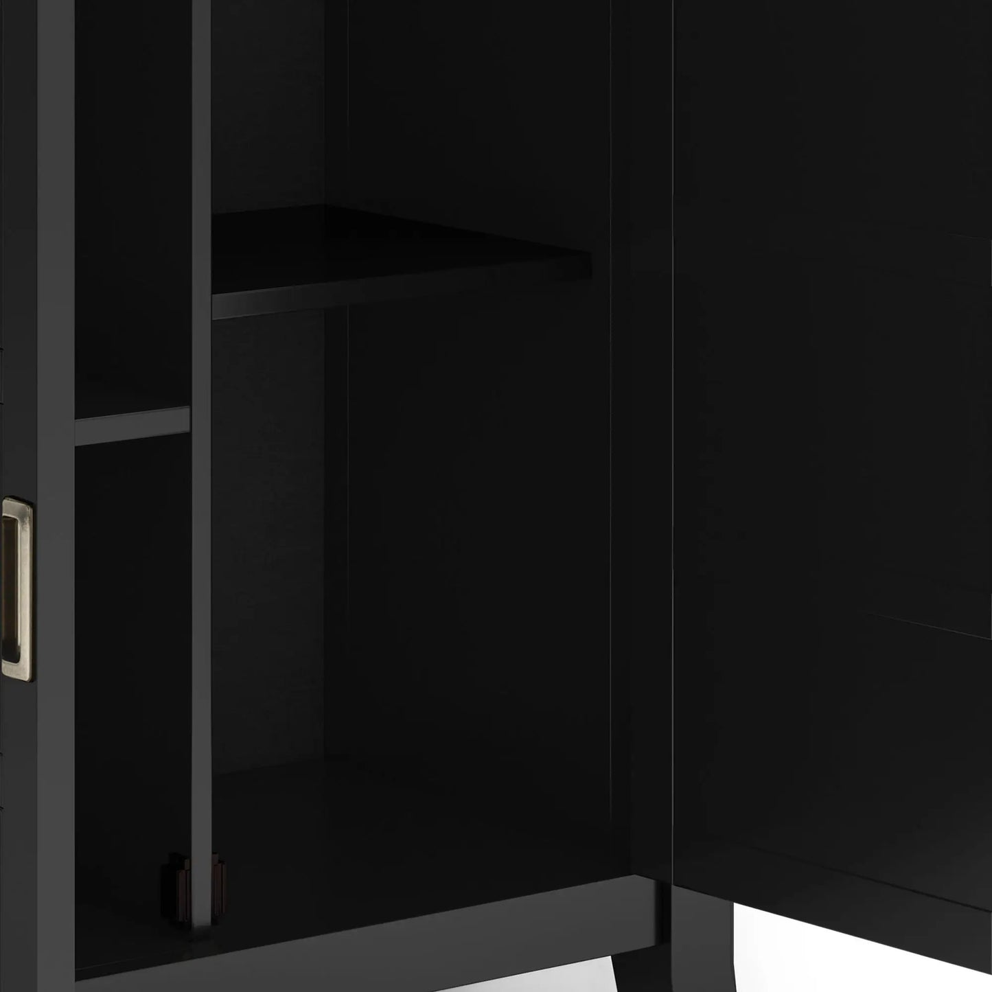Burlington Handcrafted Low Storage Cabinet black with brass hardware on Tampa Home & Garden Store