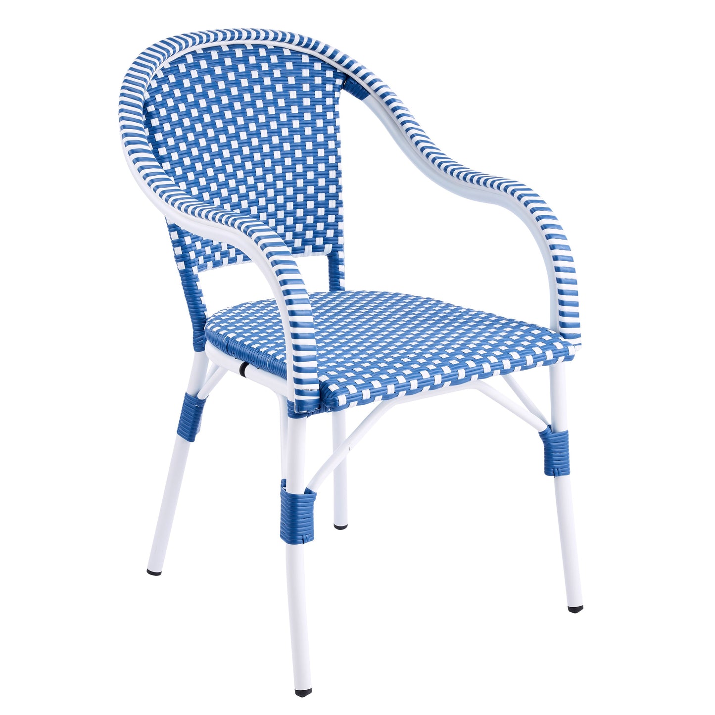 Outdoor Bistro Chairs with Aluminum Frame in bluewhite woven design, set of 2 by HouseOfZazla on Tampa Home & Garden Store