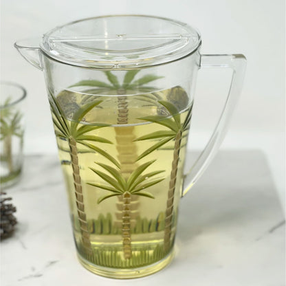 Palm Tree Design Acrylic Water Pitcher and Lid