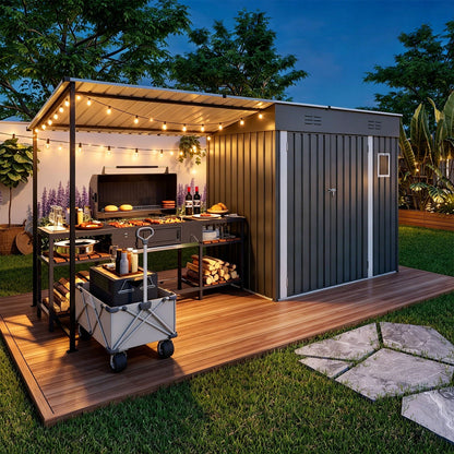 Heavy Gray Storage Shed and the Pergola Combo