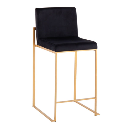 Contemporary high-back counter stool with black upholstered seat and gold metal frame by HouseOfZazla on Tampa Home & Garden Store