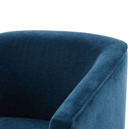 Skirted blue swivel chair with textured upholstery, HouseOfZazla swing chair on Tampa Home & Garden Store