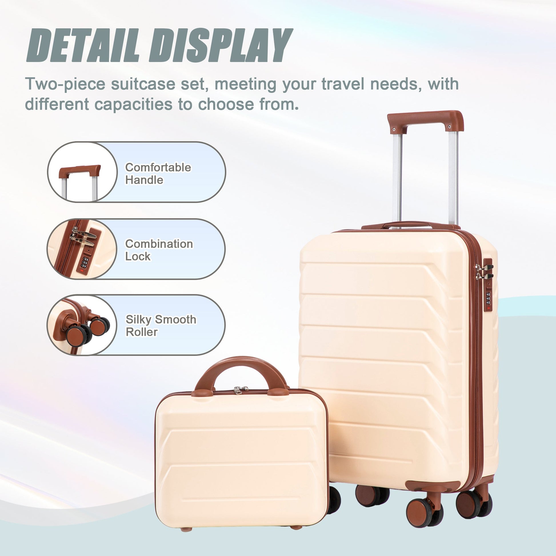 Beige ABS Spinner Luggage Set, two-piece 14/20in, HouseOfZazla on Tampa Home & Garden Store