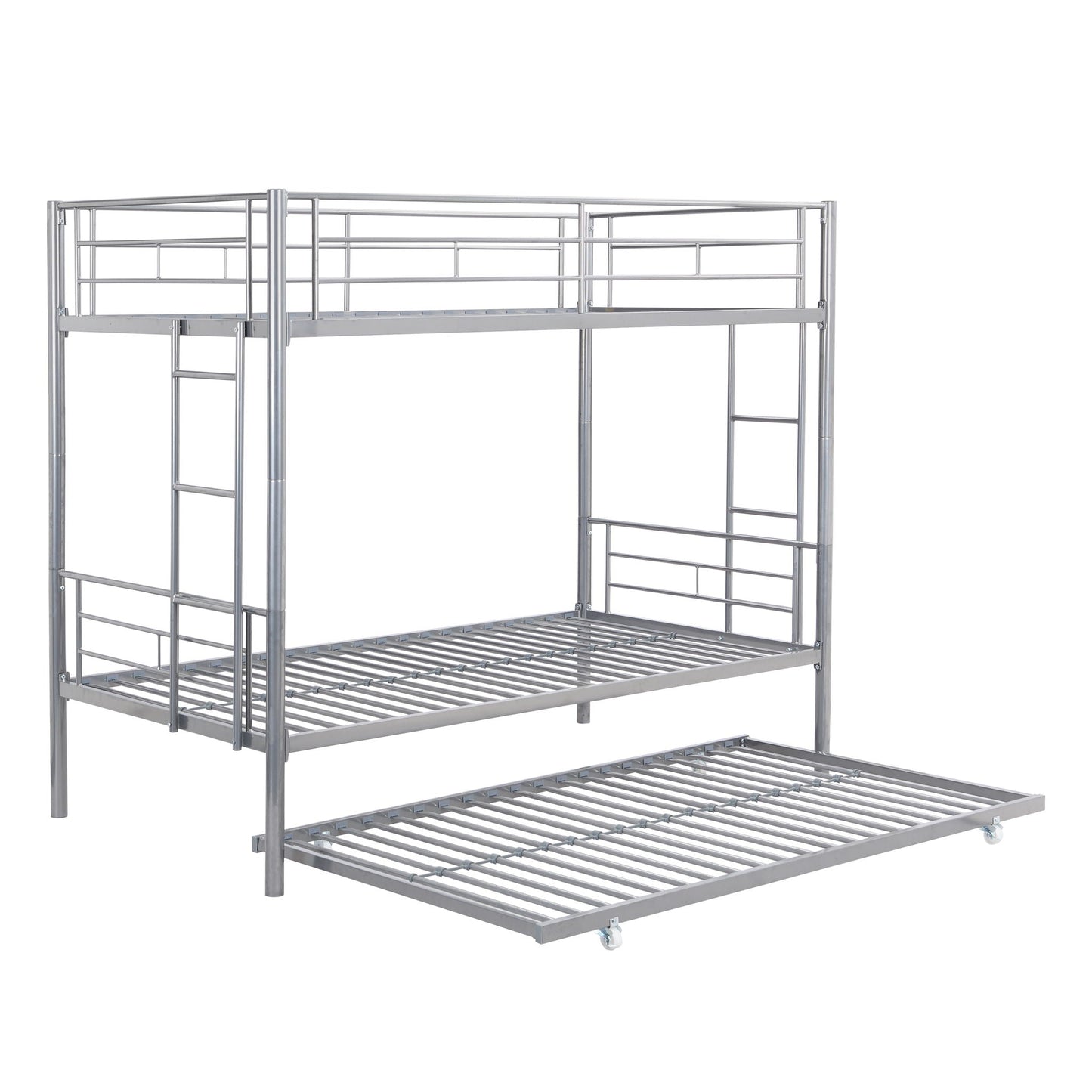 Modern Metal Frame Bunk Bed With Trundle