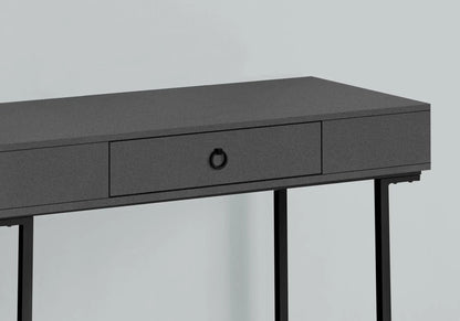 Glossy dark-gray writing desk with a long storage drawer and black ring pull on Tampa Home & Garden Store