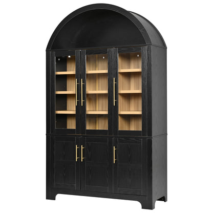 Tall Arched Kitchen Wood Pantry Cabinet